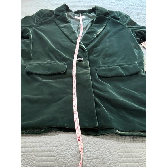 Emerald Green Velvet Long Blazer Size Large Holiday Christmas Party Old Navy - Picture 9 of 15